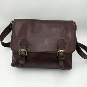 Vera Pelle Dark Brown Leather Messenger Bag